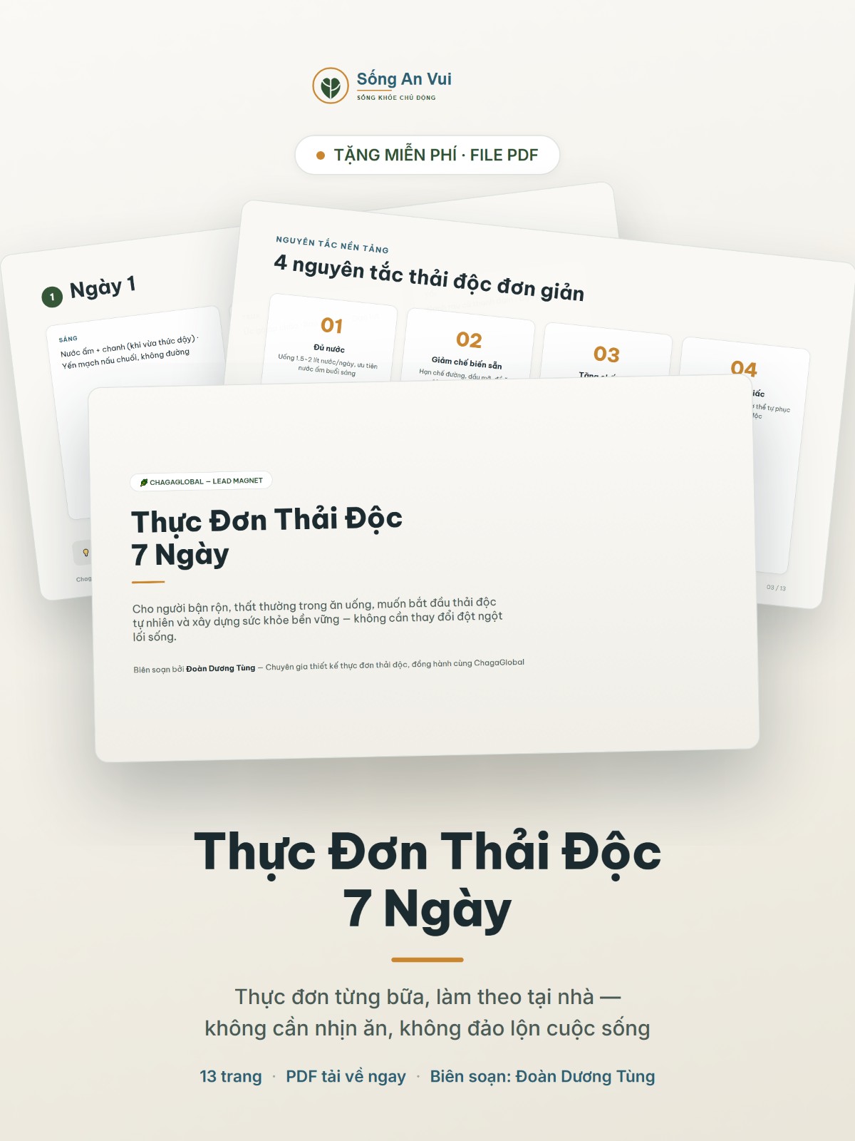 Ảnh bìa file PDF Thực Đơn Thải Độc 7 Ngày — 13 trang, thực đơn từng bữa